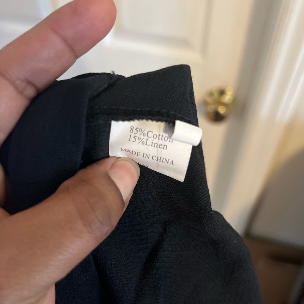 2X adjustable waist band,fitted ankle,black 85% cotton 15% linen trousers NWOT - Picture 4 of 7